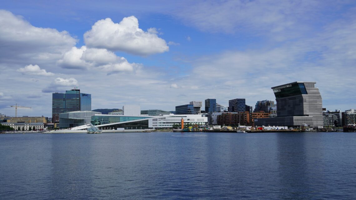 Oslo waterfront with the Opera House, Munch Museum and business district
